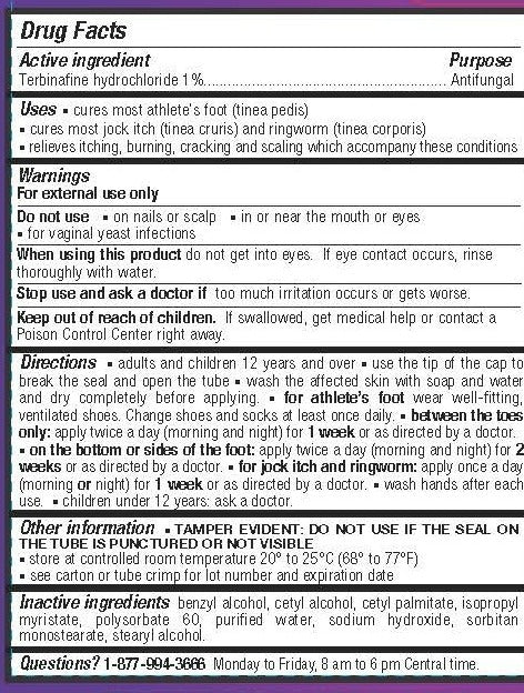 Silka Terbinafine Hydrochloride 1% Antifungal Athlete's Foot Cream, 1 oz (30 g) — Drug Facts