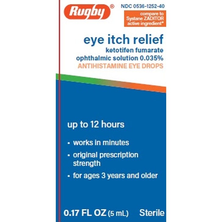 Rugby Eye Itch Relief, Ketotifen Antihistamine Eye Drops 0.025%, 0.17 fl oz (5 mL)