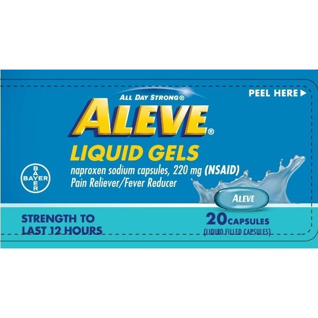 Aleve Liquid Gels, Naproxen Sodium 220 mg (NSAID), 20 Capsules
