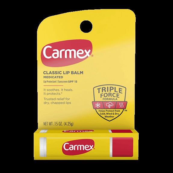 Carmex Classic Medicated Lip Balm Stick, SPF 15, 0.15 oz