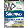 Salonpas Lidocaine 4% Pain Relieving Gel-Patch, Maximum OTC Strength, 6 Patches