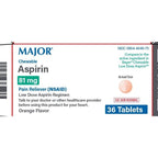 Major Aspirin 81 mg Chewable, Low Dose, Orange Flavor, 36 Tablets
