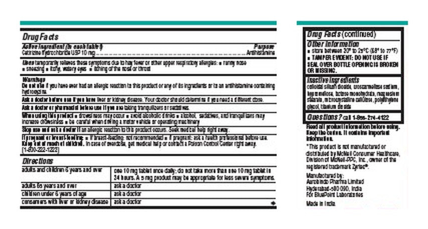 BluePoint Allergy Cetirizine Hydrochloride Tablets USP 10 mg, 30 Tablets — Drug Facts