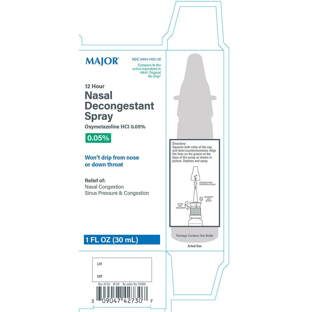 Major Maximum Strength Nasal Decongestant Spray, No Drip, Oxymetazoline HCl 0.05%, 1 fl oz (30 mL)