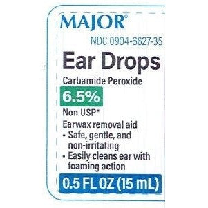Major Ear Drops, Carbamide Peroxide 6.5%, Earwax Removal Aid, 0.5 fl oz (15 mL)