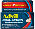 Advil Dual Action with Acetaminophen (Acetaminophen 250 mg + Ibuprofen 125 mg), 72 Caplets