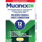 Mucinex DM Maximum Strength 12-Hour, Dextromethorphan 60 mg / Guaifenesin 1200 mg, 14 Tablets