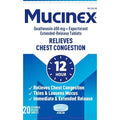 Mucinex 12-Hour Expectorant, Guaifenesin 600 mg, 20 Extended-Release Bi-Layer Tablets