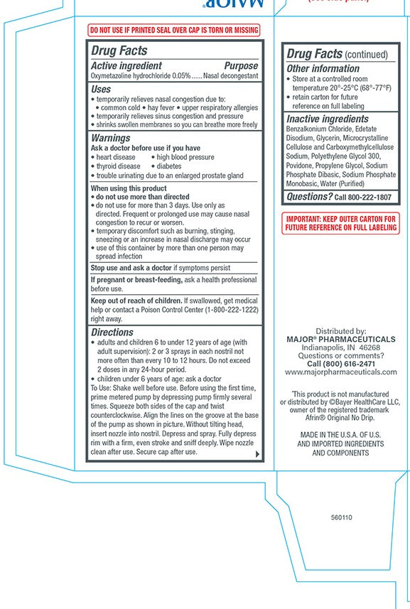 Major Maximum Strength Nasal Decongestant Spray, No Drip, Oxymetazoline HCl 0.05%, 1 fl oz (30 mL) — Drug Facts