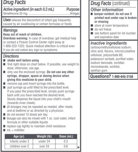 Rugby Infants' Simethicone Drops, Antigas, Dye Free, 1 fl oz (30 mL), 100 Doses — Drug Facts
