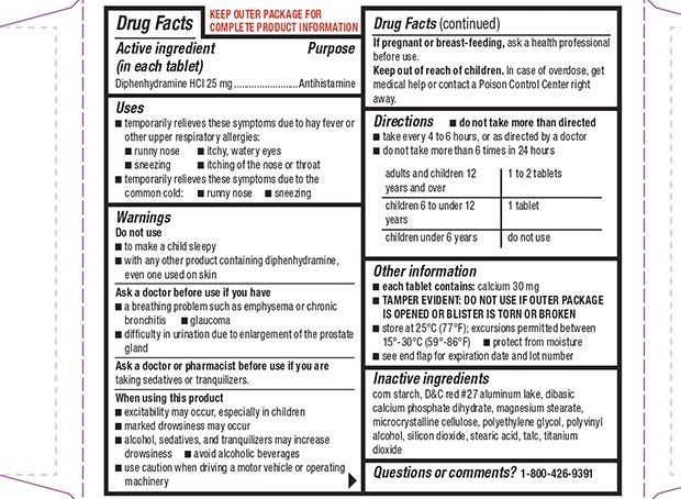 Major Banophen Diphenhydramine HCl 25 mg, Antihistamine, 100 Minitabs — Drug Facts
