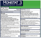 Monistat 3 Vaginal Antifungal, Miconazole 4% Cream, 3 Prefilled Applicators (3-Day Treatment) — Drug Facts