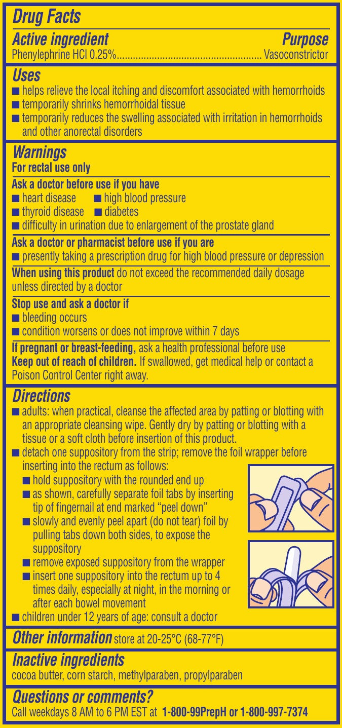 Preparation H Hemorrhoidal Suppositories, 12 Count — Drug Facts