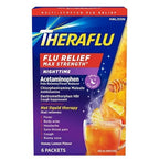 Theraflu Flu Relief Max Strength Nighttime, Honey Lemon, 6 Packets