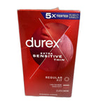 Durex Extra Sensitive Thin Lubricated Condoms, Regular Fit, 12 Count