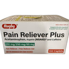 Rugby Pain Reliever Plus (Acetaminophen, Aspirin & Caffeine) 250/250/65 mg, 100 Caplets