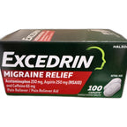 Excedrin Migraine Relief (Acetaminophen 250 mg/Aspirin 250 mg/Caffeine 65 mg), 100 Caplets
