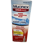 Mucinex Sinus-Max Severe Nasal Congestion Relief Clear & Cool Nasal Spray, 3/4 fl oz (22 mL)