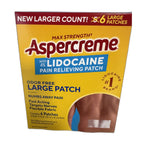 Aspercreme with 4% Lidocaine Pain Relieving Patch, Max Strength, Large, 6 Patches