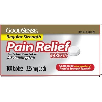 GoodSense Regular Strength Pain Relief, Acetaminophen 325 mg, 100 Tablets