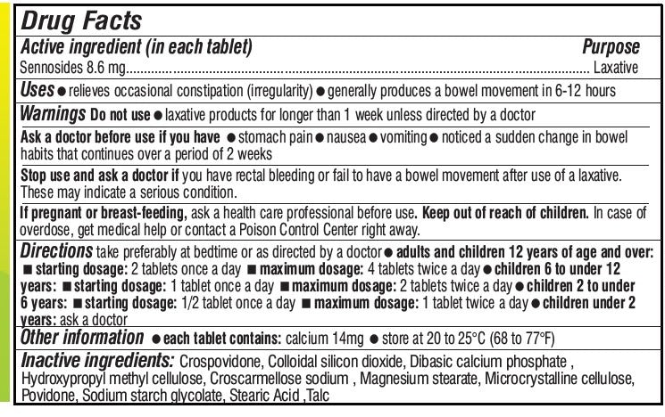 Senna Laxative 8.6 mg Tablets – 100 ct — Drug Facts