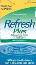 Refresh Plus Lubricant Eye Drops, Preservative-Free, Value Size 50 Single-Use Vials