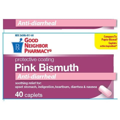 Good Neighbor Pharmacy Pink Bismuth Anti-Diarrheal Caplets, 40 Count