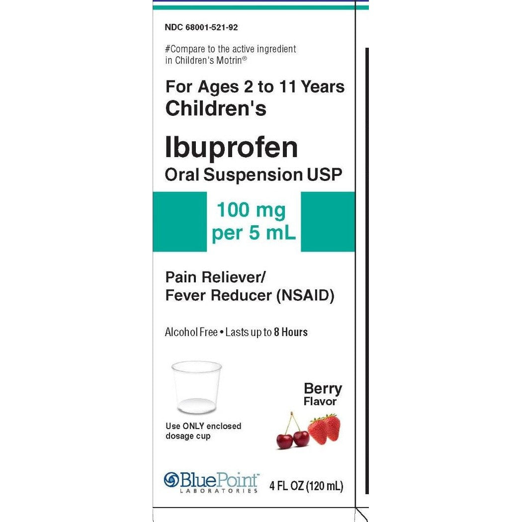 BluePoint Children's Ibuprofen Oral Suspension, 100 mg/5 mL, Berry, 4 fl oz (120 mL)