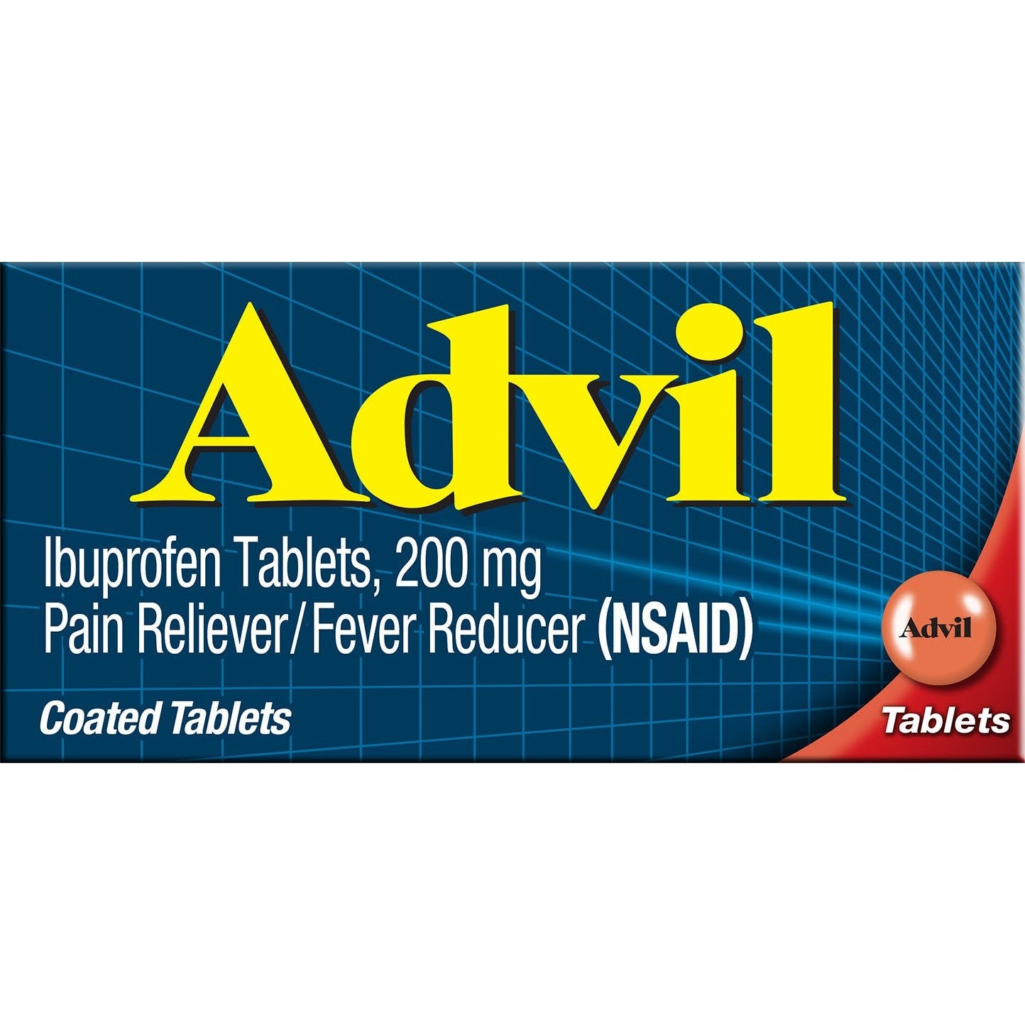 Advil Ibuprofen Tablets 200 mg (NSAID), 50 Coated Tablets
