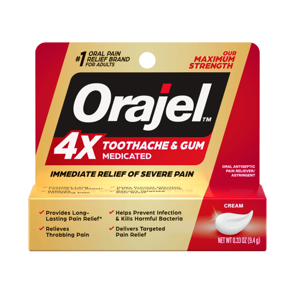 Orajel 4X Medicated Toothache & Gum Pain Relief Cream, Maximum Strength, 0.33 oz