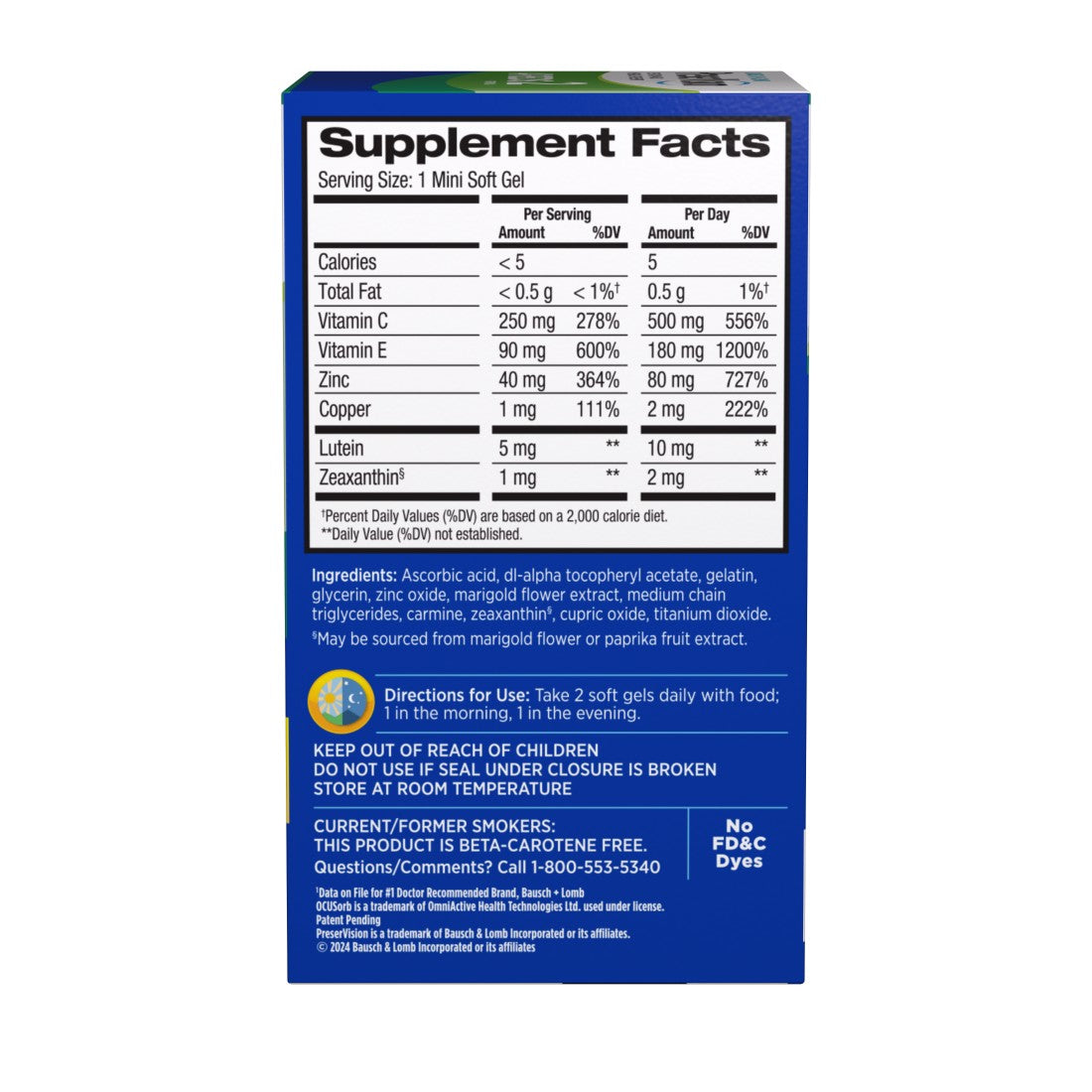 PreserVision AREDS 2 Formula Mini Soft Gels, 120 Count — Drug Facts