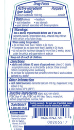 TUMS Ultra Strength 1000 Antacid Chewable Tablets, Assorted Berries, 72 Count — Drug Facts