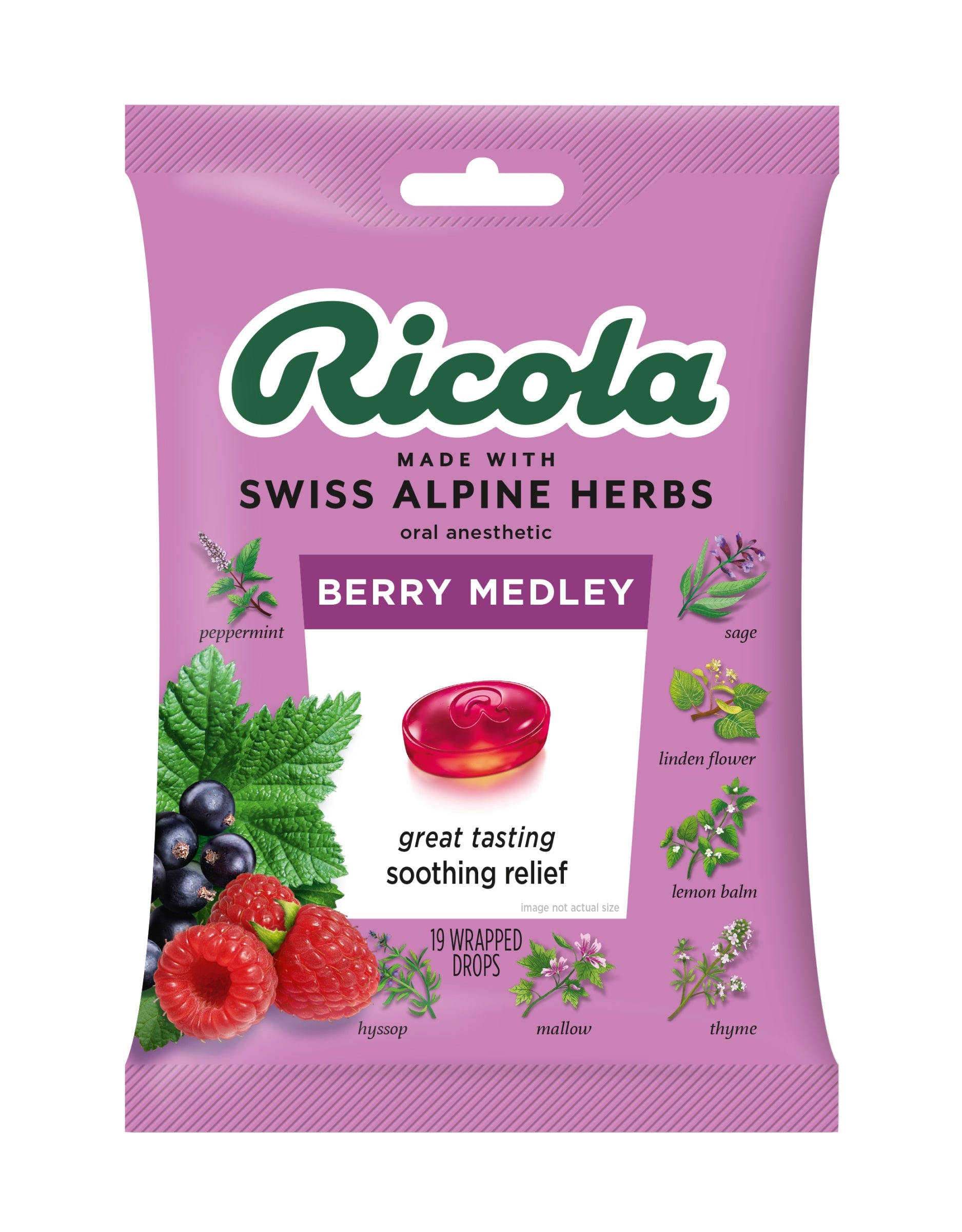Ricola Berry Medley Throat Drops, 19 Drops