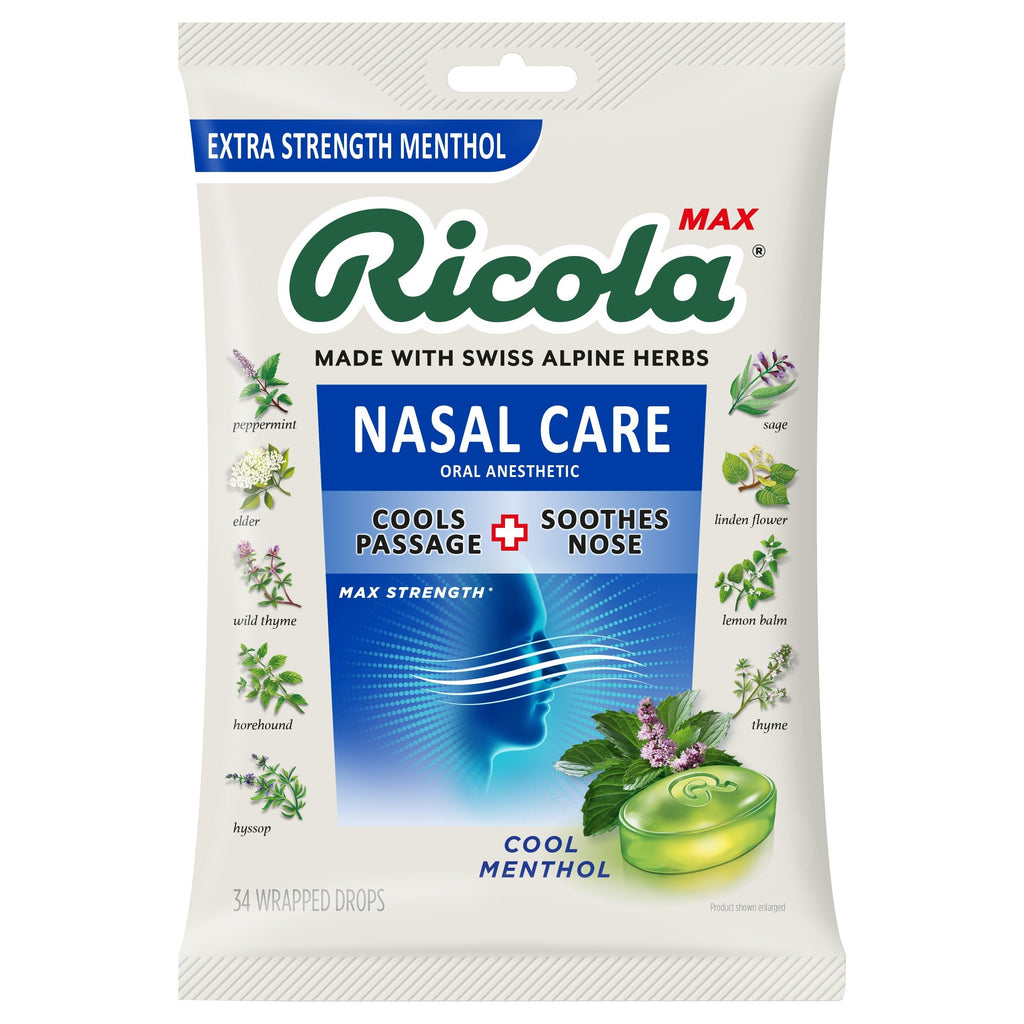 Ricola Max Nasal Care Cool Menthol Drops – 34 ct