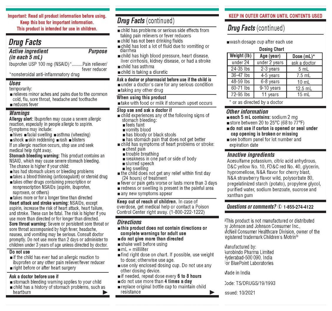 BluePoint Children's Ibuprofen Oral Suspension, 100 mg/5 mL, Berry, 4 fl oz (120 mL) — Drug Facts