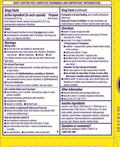 Nexium 24HR ClearMinis Delayed-Release Capsules 20 mg, Acid Reducer, 14 Capsules — Drug Facts